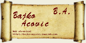 Bajko Acović vizit kartica